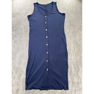 Lane Bryant Ribbed Navy Blue‎ Midi Dress Button Front Size 18/20 Teacher Cottage
